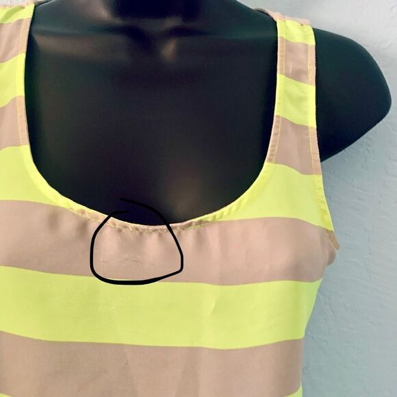 Express Neon Yellow & Tan Striped Tank Top Size XS - Picture 6 of 7